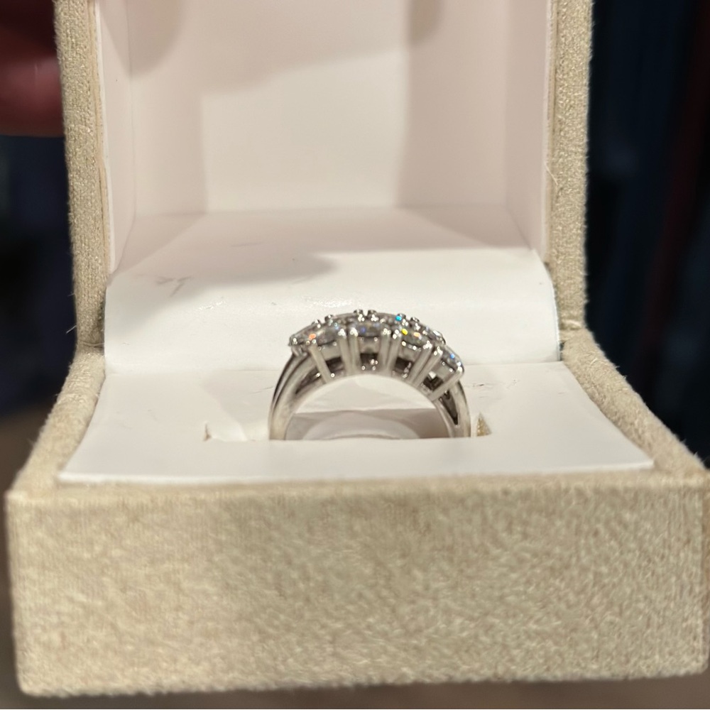 Moissanite 4-stone silver band Rings (2 bands) - Picture 3 of 4